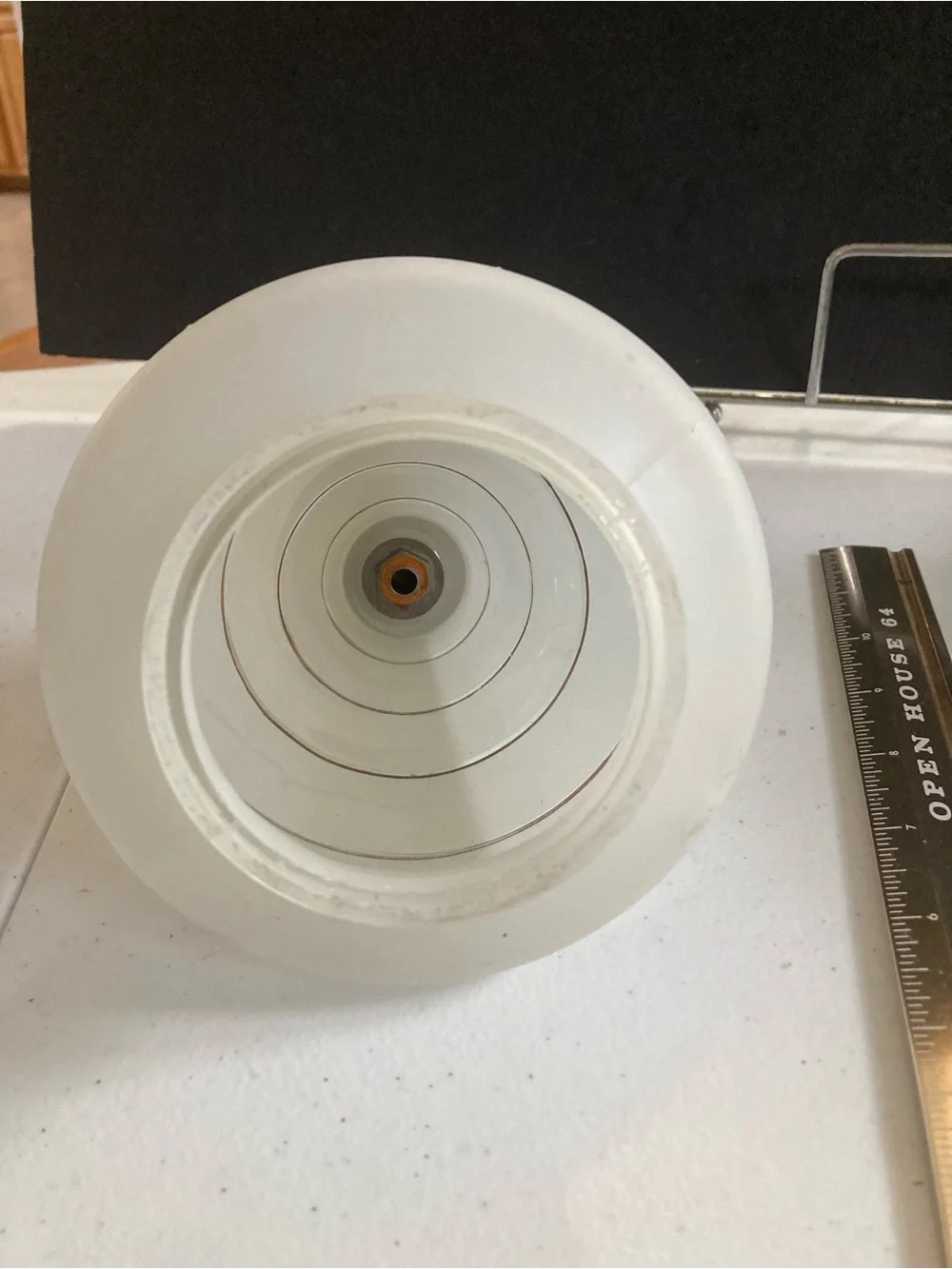 Vintage Art Deco White Frosted Glass Lamp Shade Globe Accent with Gold Bands